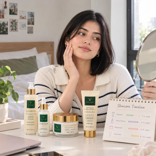 How long skincare takes to work by product type