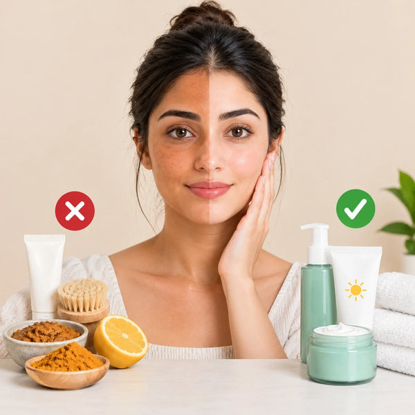 A women face showing a tan and What Works and What Doesn't