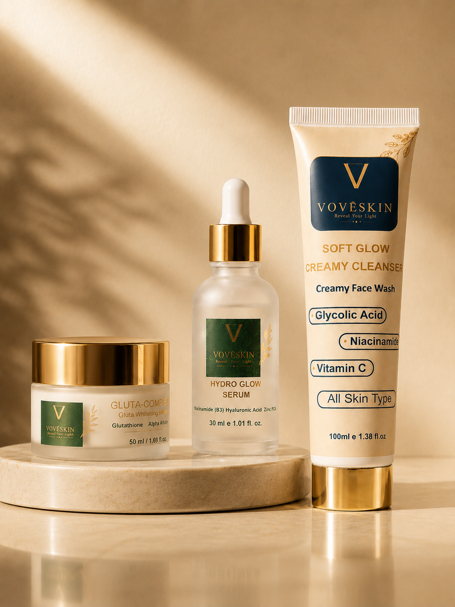 Overnight Glow Renewal Set featuring VOVÉ SKIN skincare essentials.