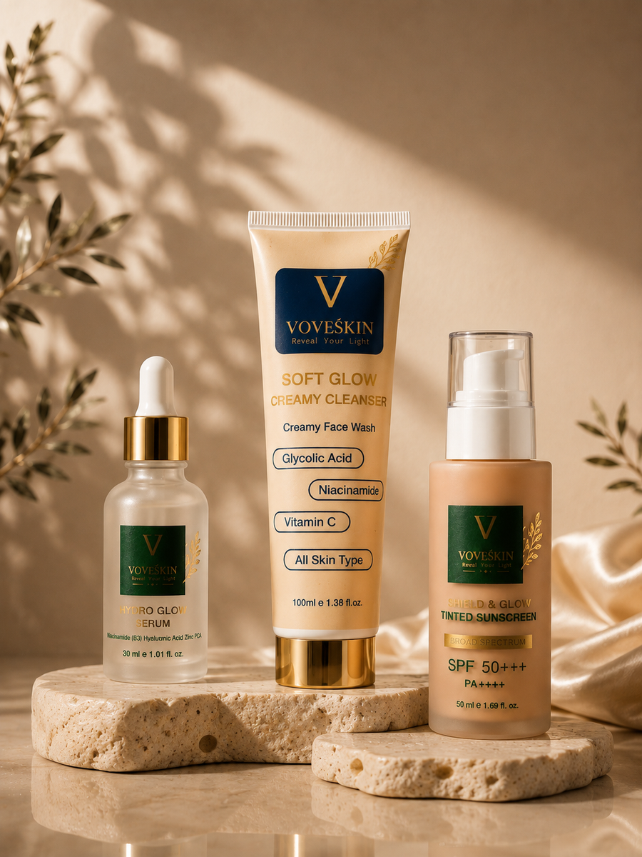 Radiant Morning Ritual Set featuring VOVÉ SKIN skincare essentials.